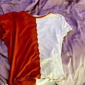 Two-Tone Orange and White Women's Top